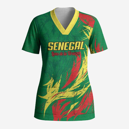 Senegal Football Pride Custom Scrub Top Les Lions de la Teranga