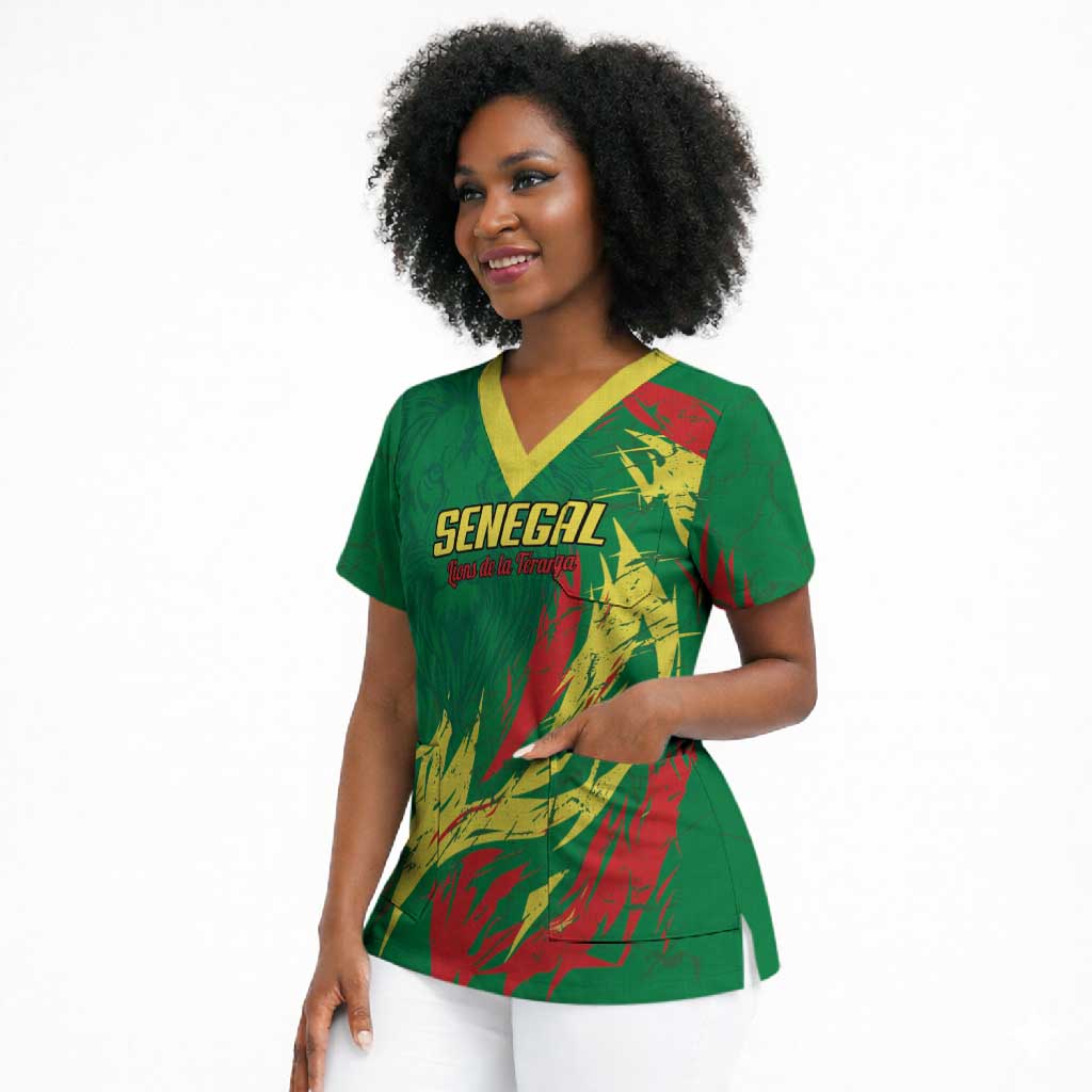 Senegal Football Pride Custom Scrub Top Les Lions de la Teranga