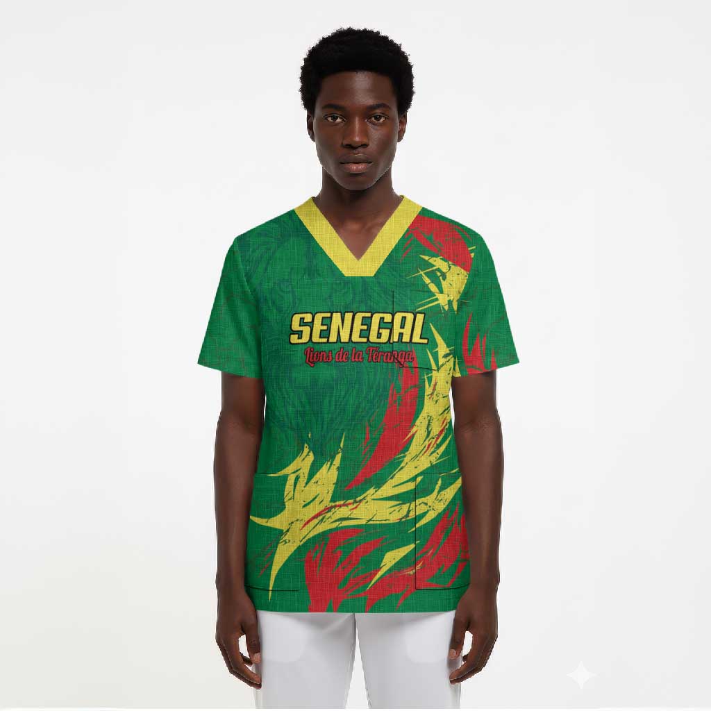 Senegal Football Pride Custom Scrub Top Les Lions de la Teranga