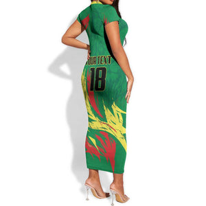 Senegal Football Pride Custom Short Sleeve Bodycon Dress Les Lions de la Teranga