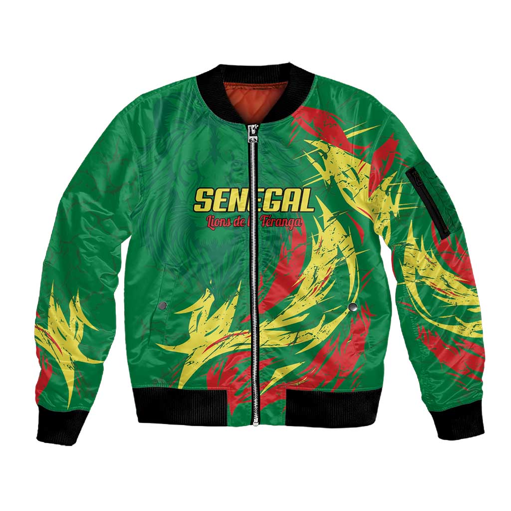 Senegal Football Pride Custom Sleeve Zip Bomber Jacket Les Lions de la Teranga