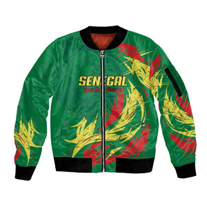 Senegal Football Pride Custom Sleeve Zip Bomber Jacket Les Lions de la Teranga