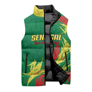 Senegal Football Pride Custom Sleeveless Puffer Jacket Les Lions de la Teranga