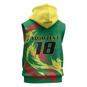 Senegal Football Pride Custom Sleeveless Zip Hoodie Les Lions de la Teranga