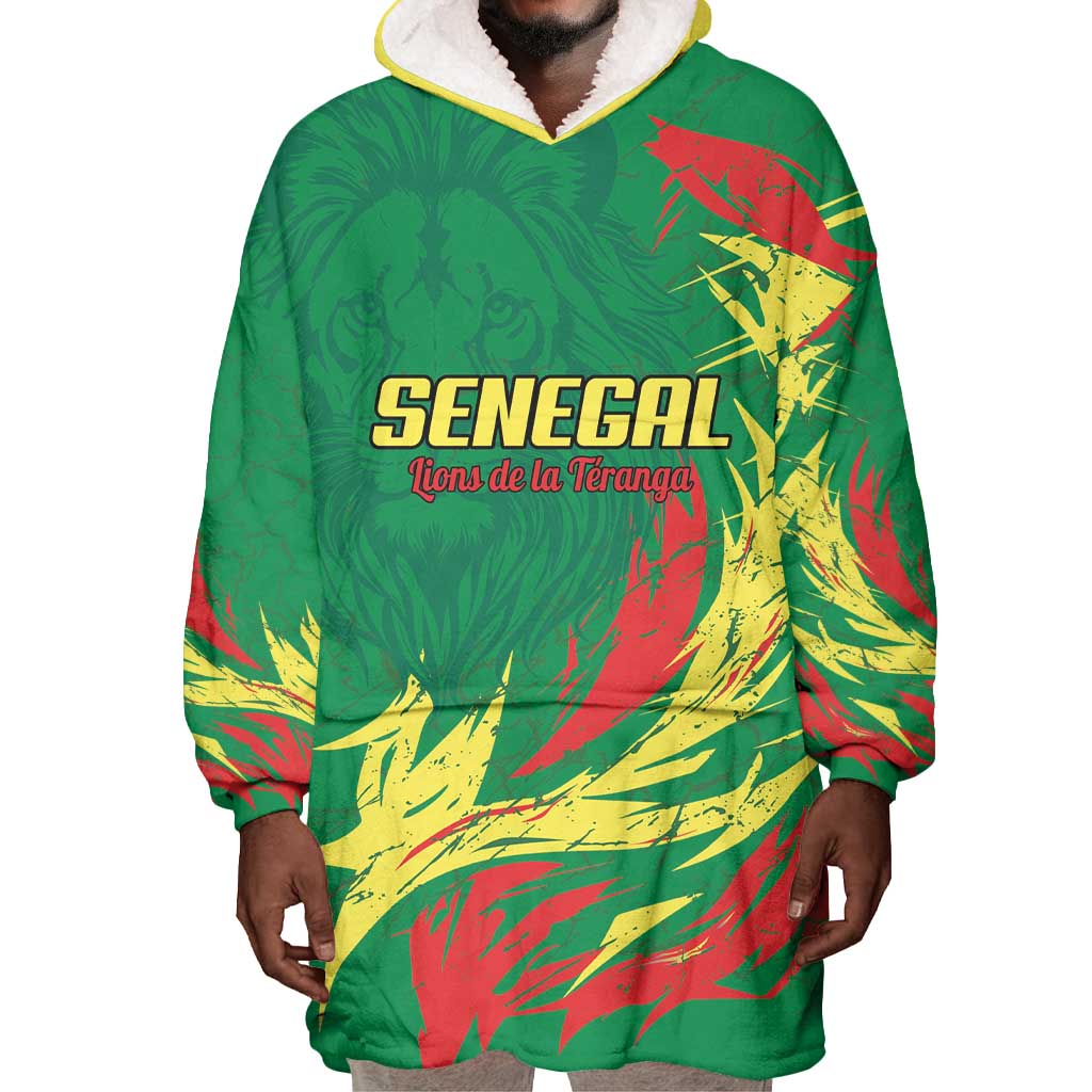 Senegal Football Pride Custom Wearable Blanket Hoodie Les Lions de la Teranga