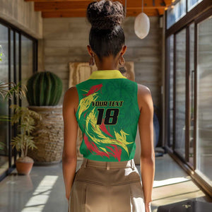 Senegal Football Pride Custom Women Sleeveless Polo Shirt Les Lions de la Teranga