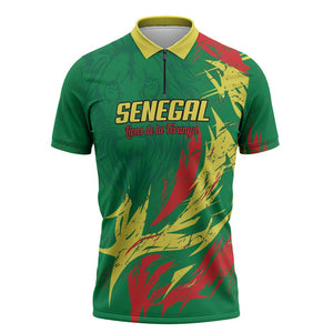 Senegal Football Pride Custom Zipper Polo Shirt Les Lions de la Teranga