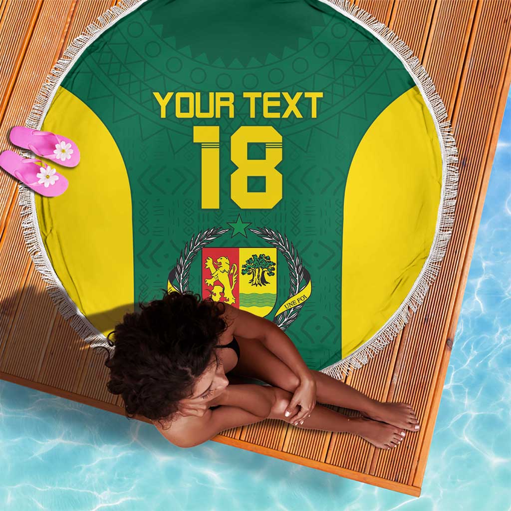 Senegal Football Custom Beach Blanket Pride of African Champions