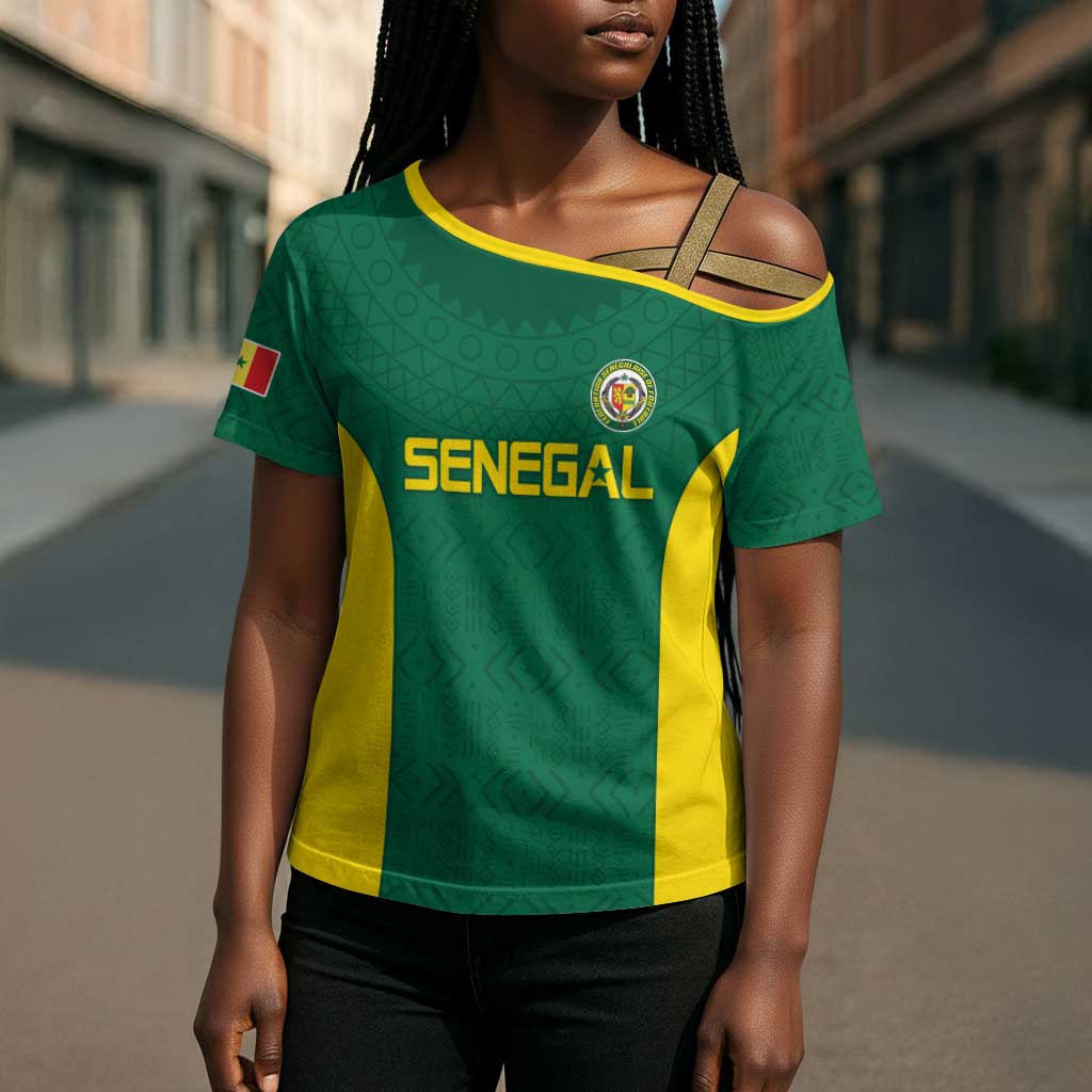 Senegal Football Custom Cross Shoulder Shirt Pride of African Champions