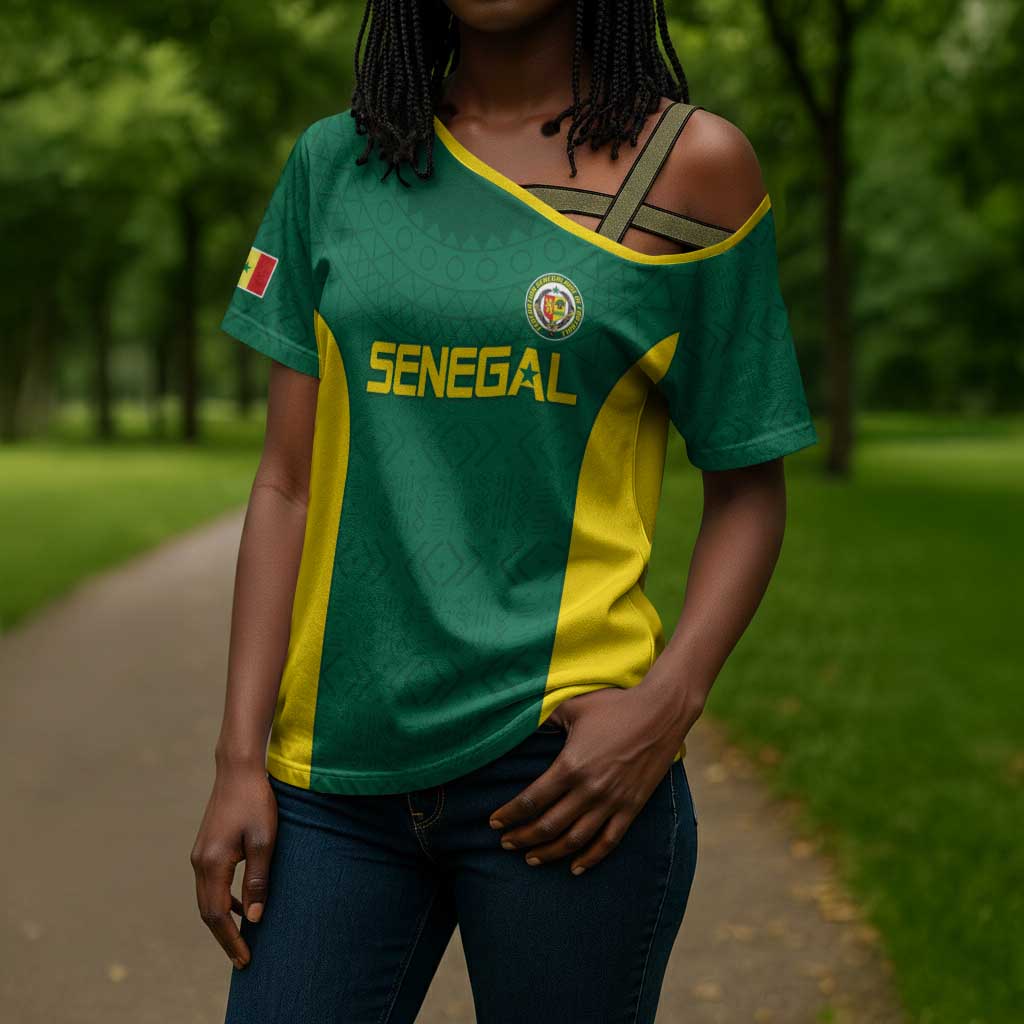 Senegal Football Custom Cross Shoulder Shirt Pride of African Champions