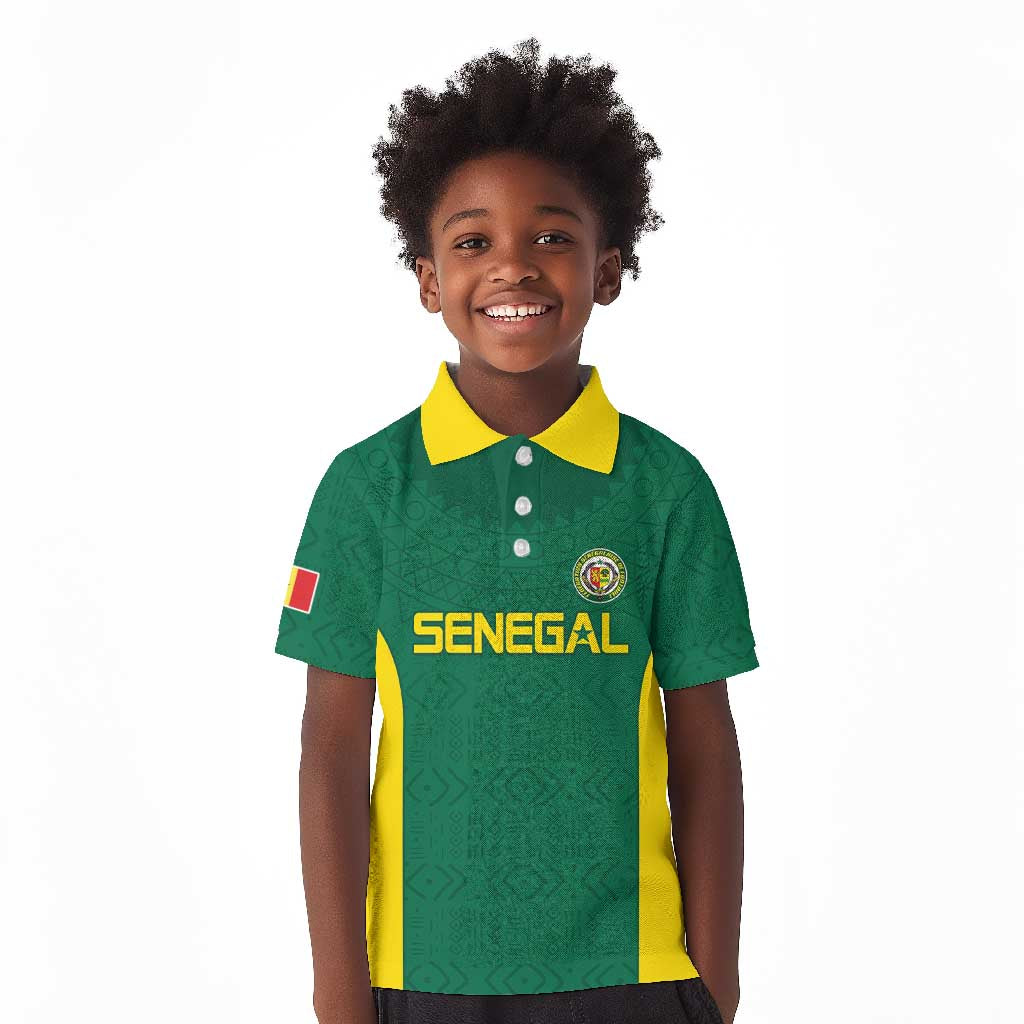 Senegal Football Custom Kid Polo Shirt Pride of African Champions