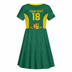Senegal Football Custom Kid Short Sleeve Dress Pride of African Champions