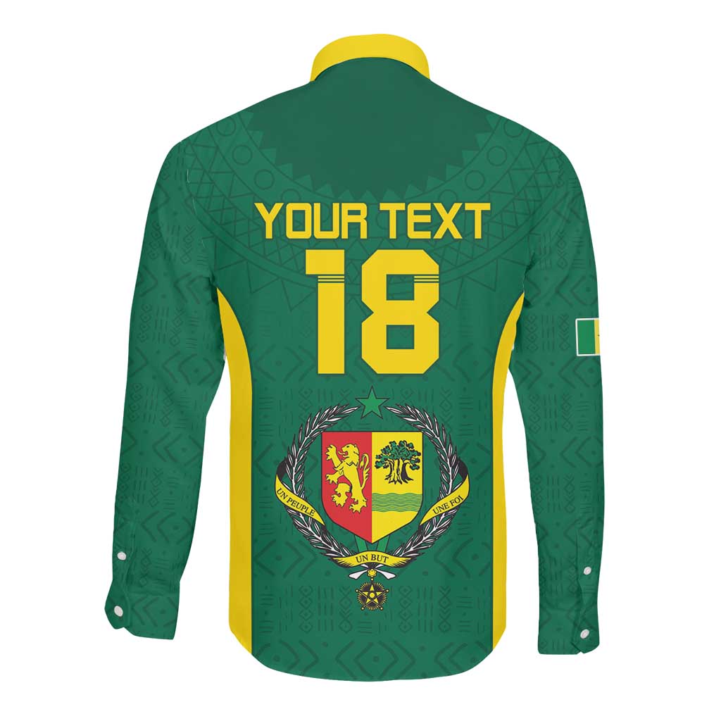 Senegal Football Custom Long Sleeve Button Shirt Pride of African Champions