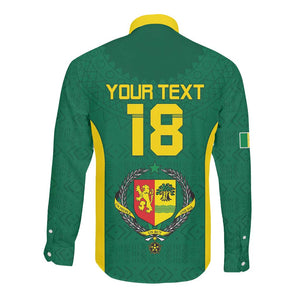 Senegal Football Custom Long Sleeve Button Shirt Pride of African Champions