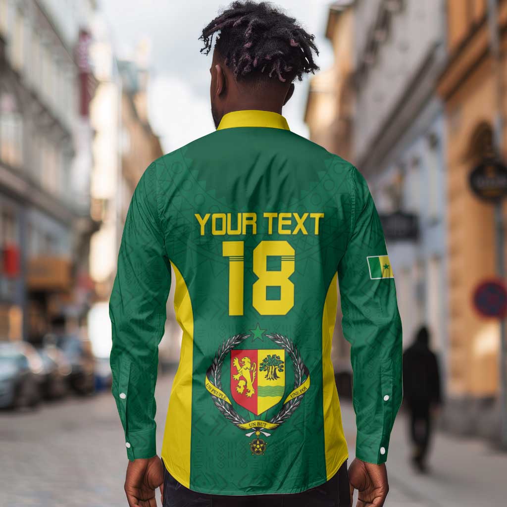 Senegal Football Custom Long Sleeve Button Shirt Pride of African Champions