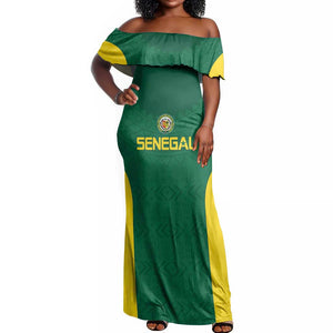 Senegal Football Custom Off Shoulder Maxi Dress Pride of African Champions