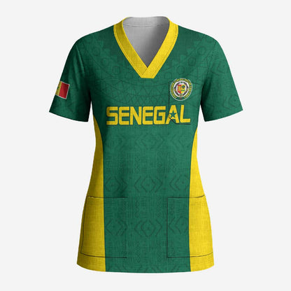 Senegal Football Custom Scrub Top Pride of African Champions