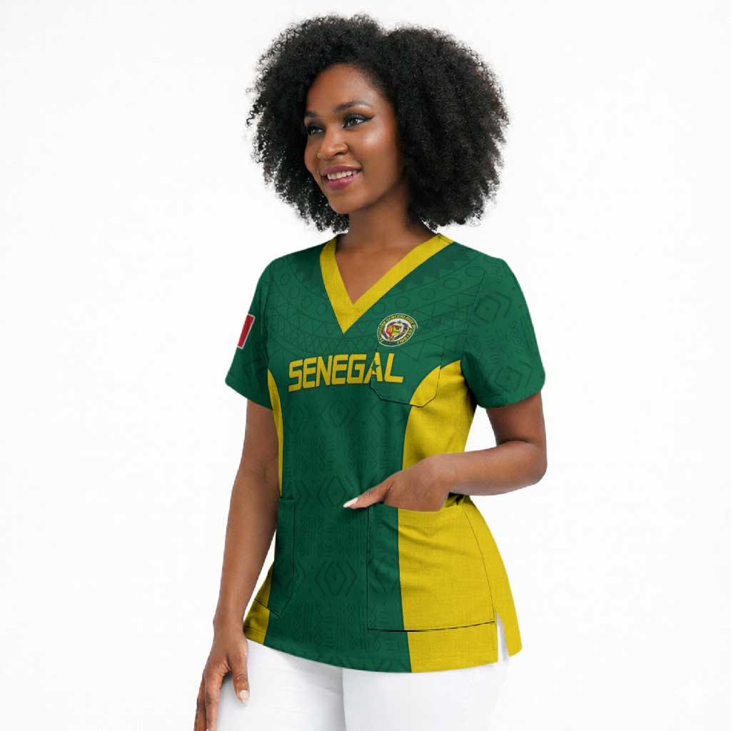 Senegal Football Custom Scrub Top Pride of African Champions