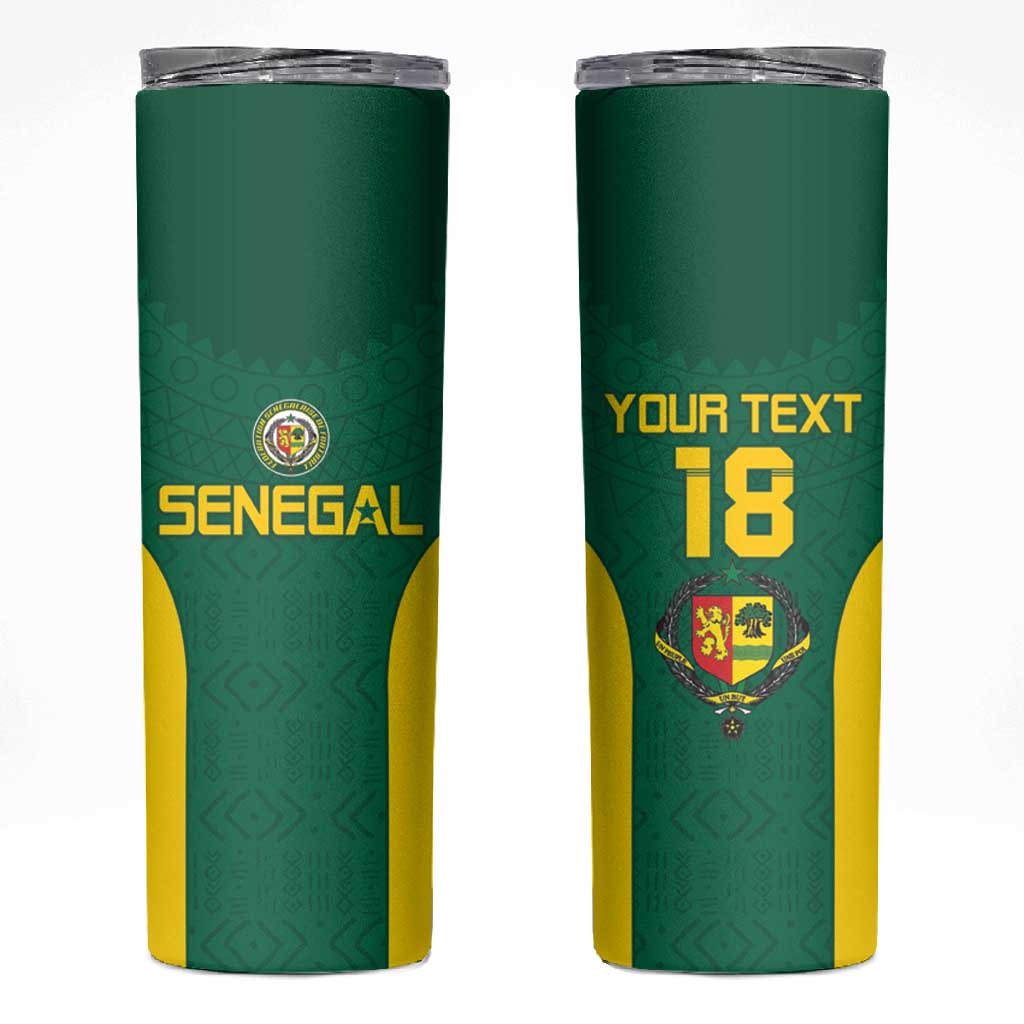Senegal Football Custom Skinny Tumbler Pride of African Champions