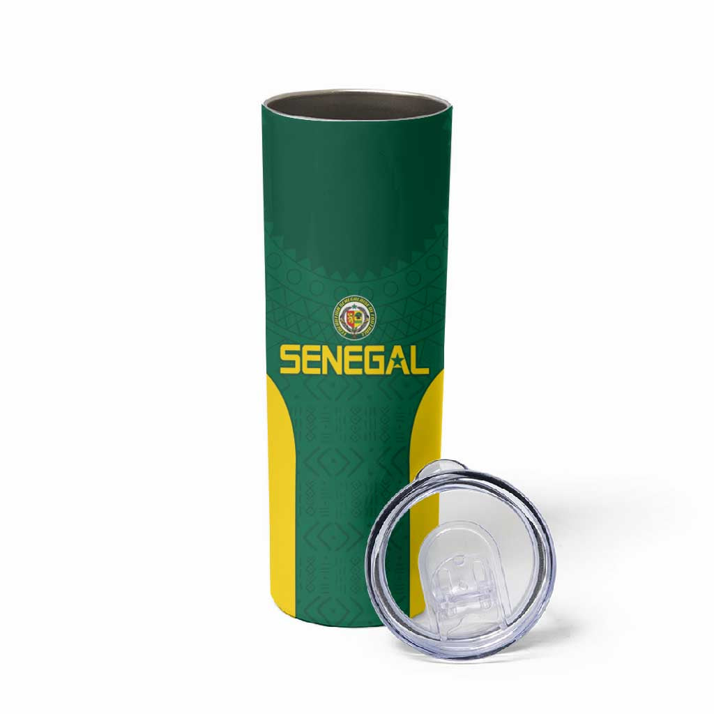 Senegal Football Custom Skinny Tumbler Pride of African Champions