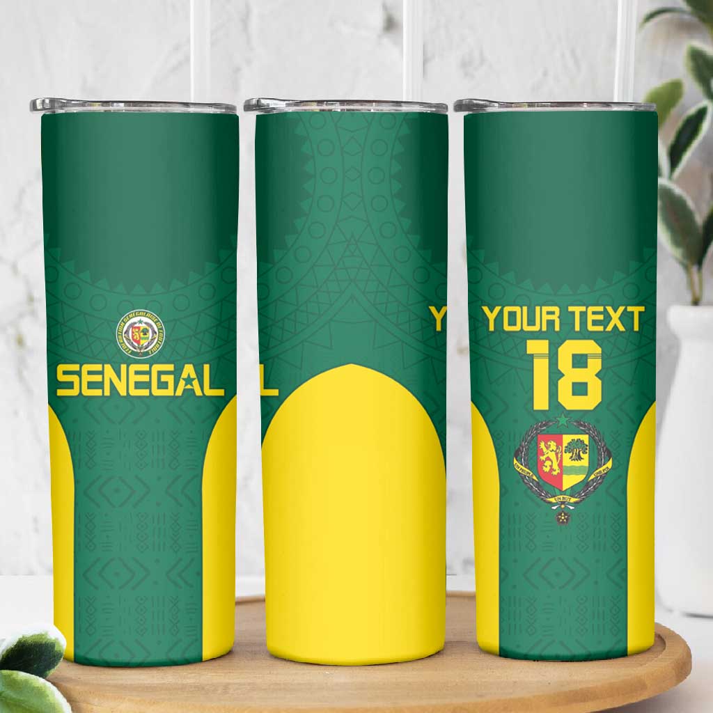 Senegal Football Custom Skinny Tumbler Pride of African Champions