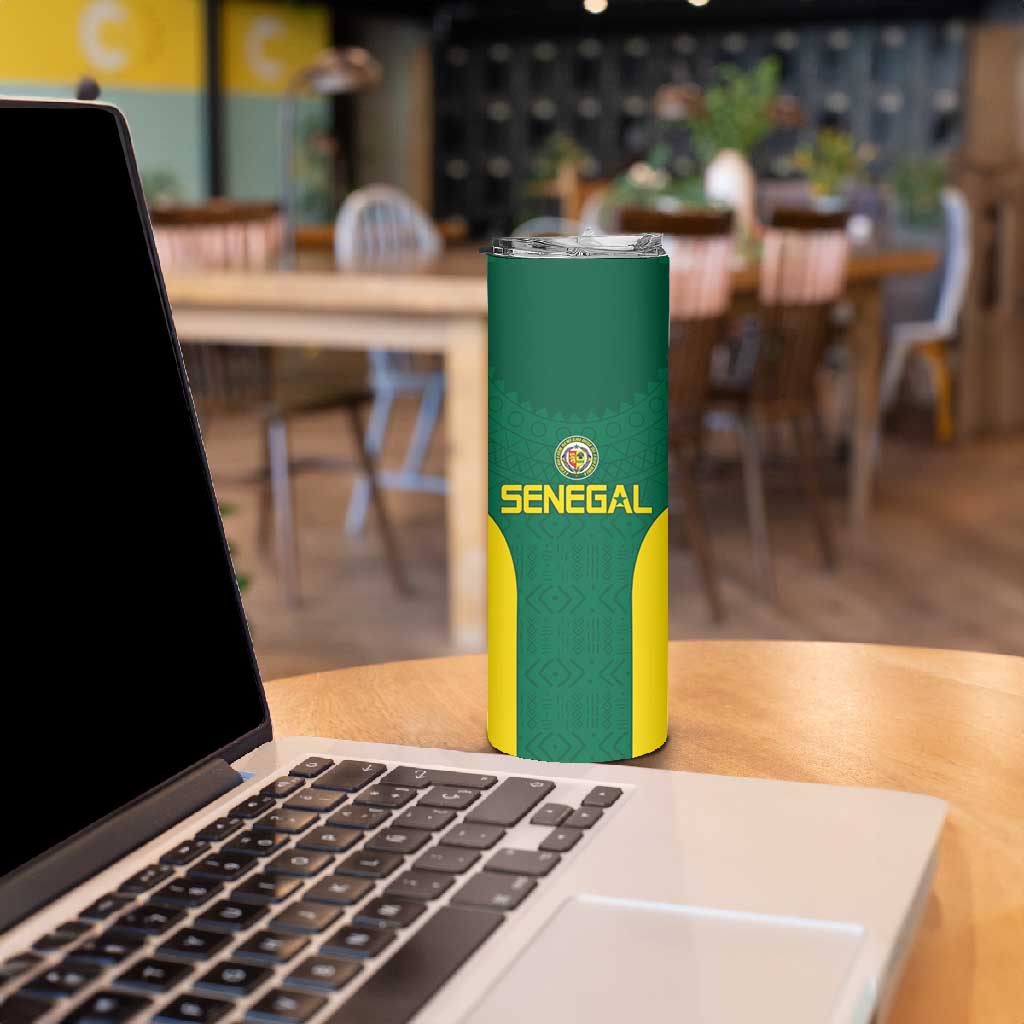Senegal Football Custom Skinny Tumbler Pride of African Champions