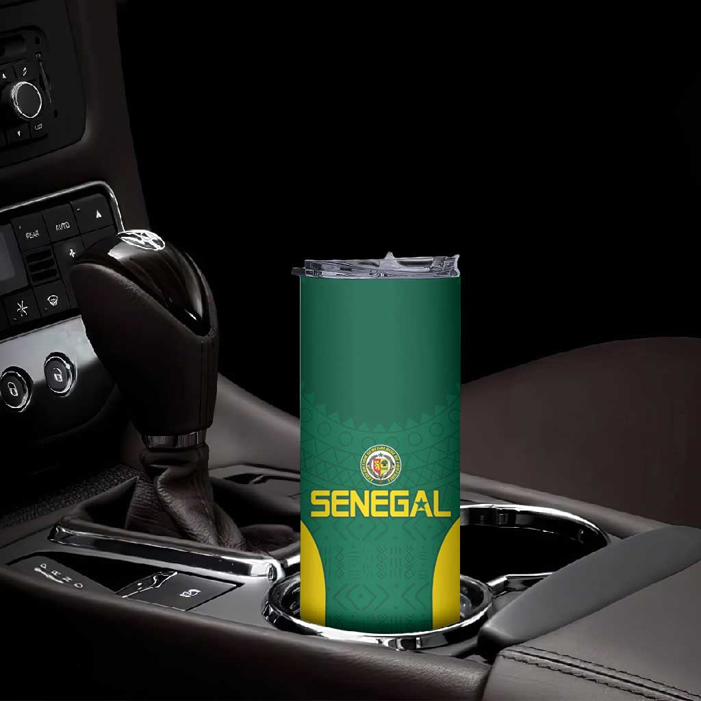 Senegal Football Custom Skinny Tumbler Pride of African Champions