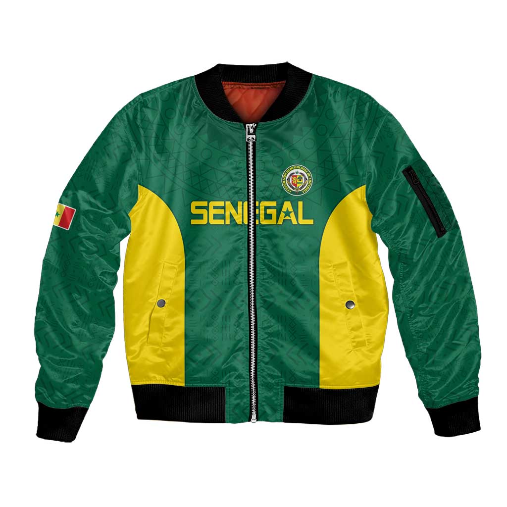 Senegal Football Custom Sleeve Zip Bomber Jacket Pride of African Champions
