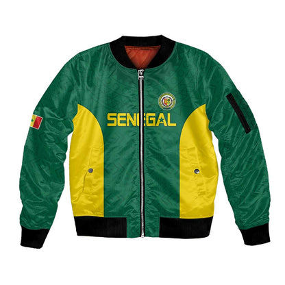 Senegal Football Custom Sleeve Zip Bomber Jacket Pride of African Champions