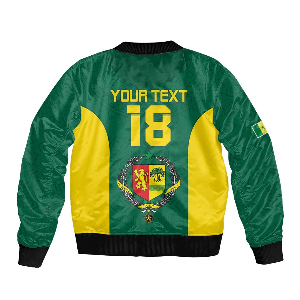 Senegal Football Custom Sleeve Zip Bomber Jacket Pride of African Champions