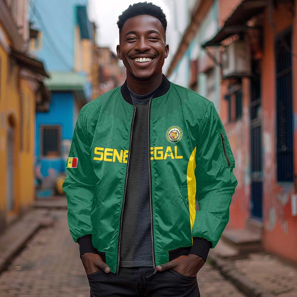 Senegal Football Custom Sleeve Zip Bomber Jacket Pride of African Champions