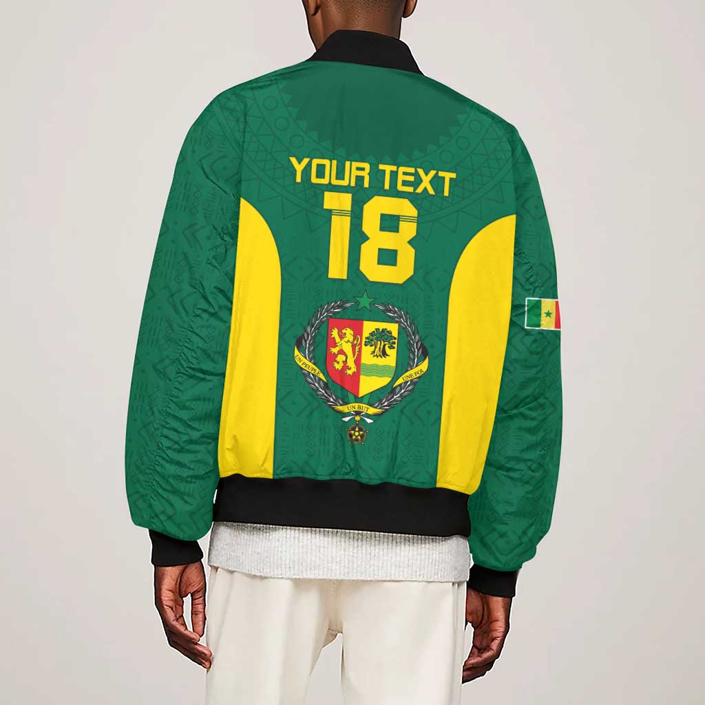 Senegal Football Custom Sleeve Zip Bomber Jacket Pride of African Champions