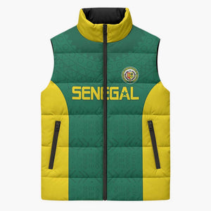 Senegal Football Custom Sleeveless Puffer Jacket Pride of African Champions