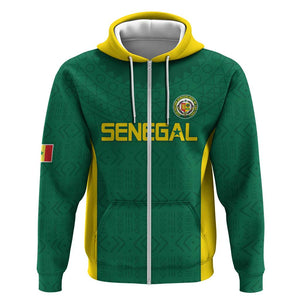 Senegal Football Custom Zip Hoodie Pride of African Champions
