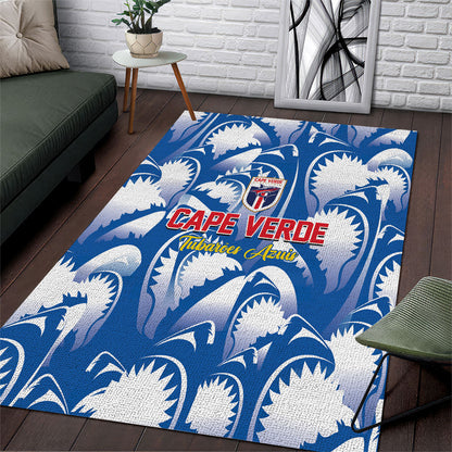 Football Cape Verde Blue Sharks Area Rug Rise Again Island