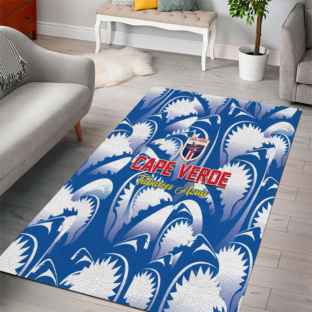 Football Cape Verde Blue Sharks Area Rug Rise Again Island