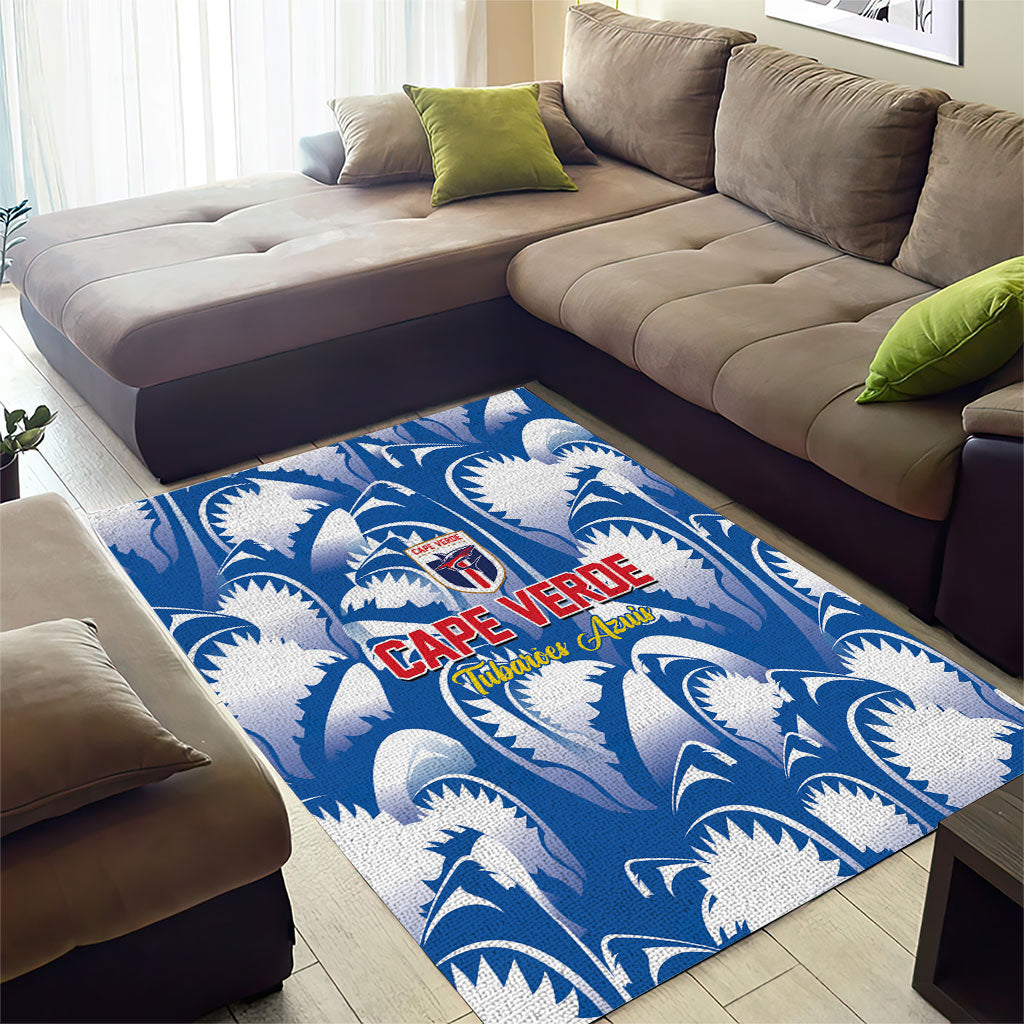 Football Cape Verde Blue Sharks Area Rug Rise Again Island