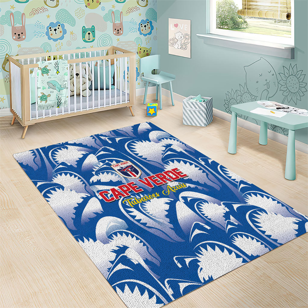 Football Cape Verde Blue Sharks Area Rug Rise Again Island