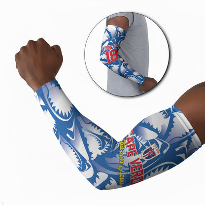 Custom Football Cape Verde Blue Sharks Arm Sleeves Rise Again Island