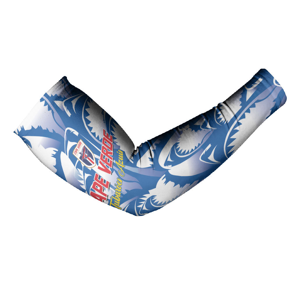 Custom Football Cape Verde Blue Sharks Arm Sleeves Rise Again Island