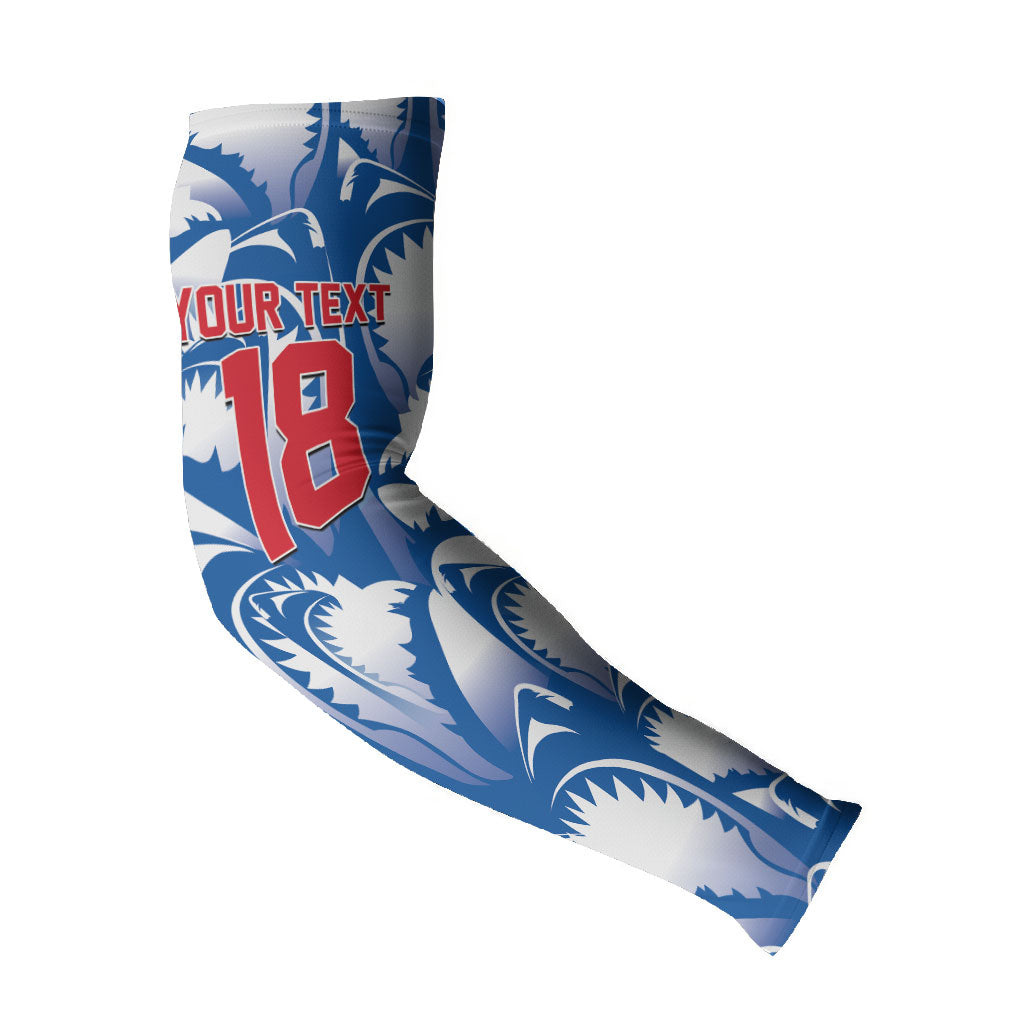 Custom Football Cape Verde Blue Sharks Arm Sleeves Rise Again Island
