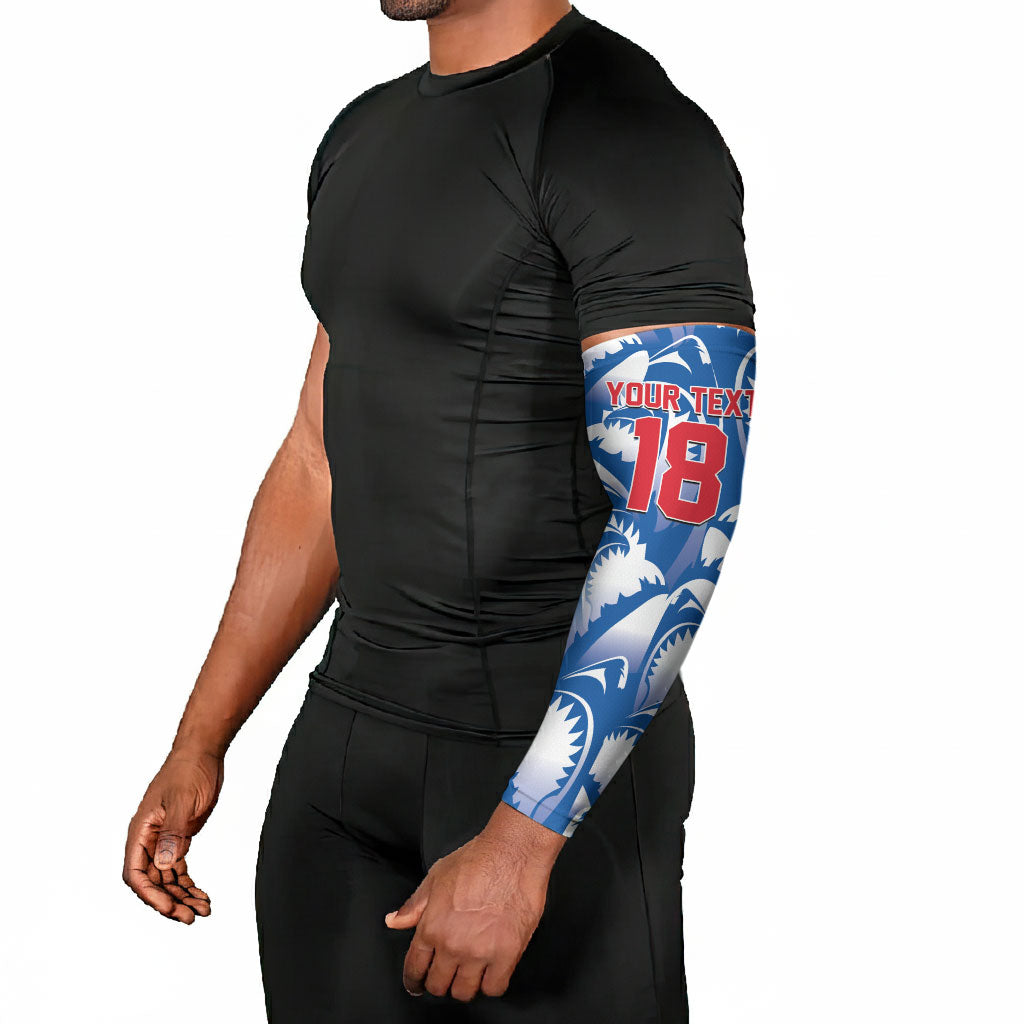 Custom Football Cape Verde Blue Sharks Arm Sleeves Rise Again Island