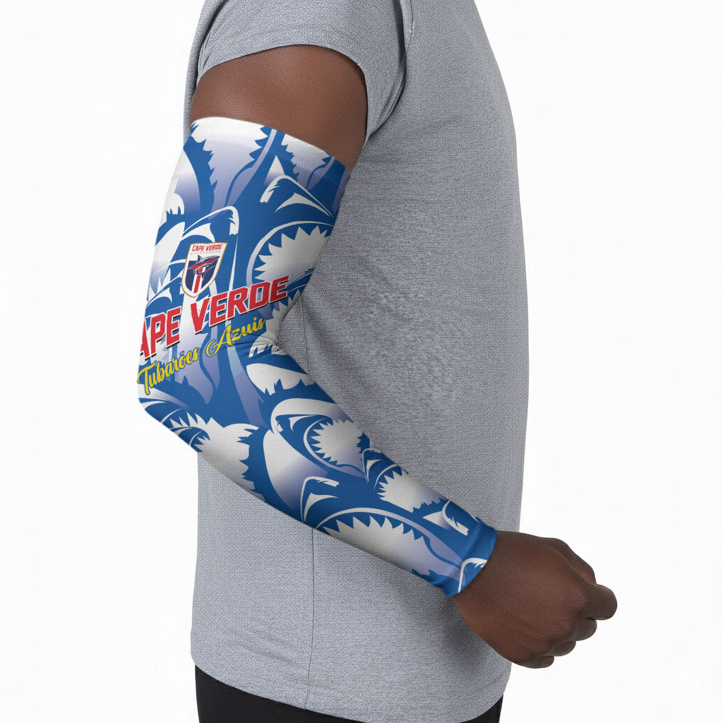 Custom Football Cape Verde Blue Sharks Arm Sleeves Rise Again Island