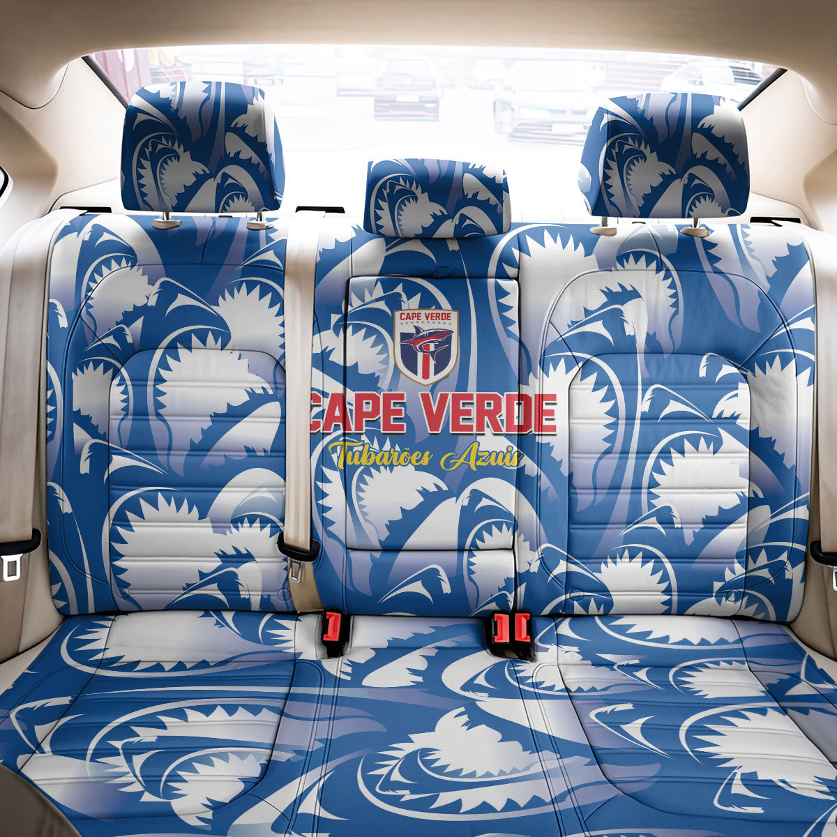 Football Cape Verde Blue Sharks Back Car Seat Cover Rise Again Island