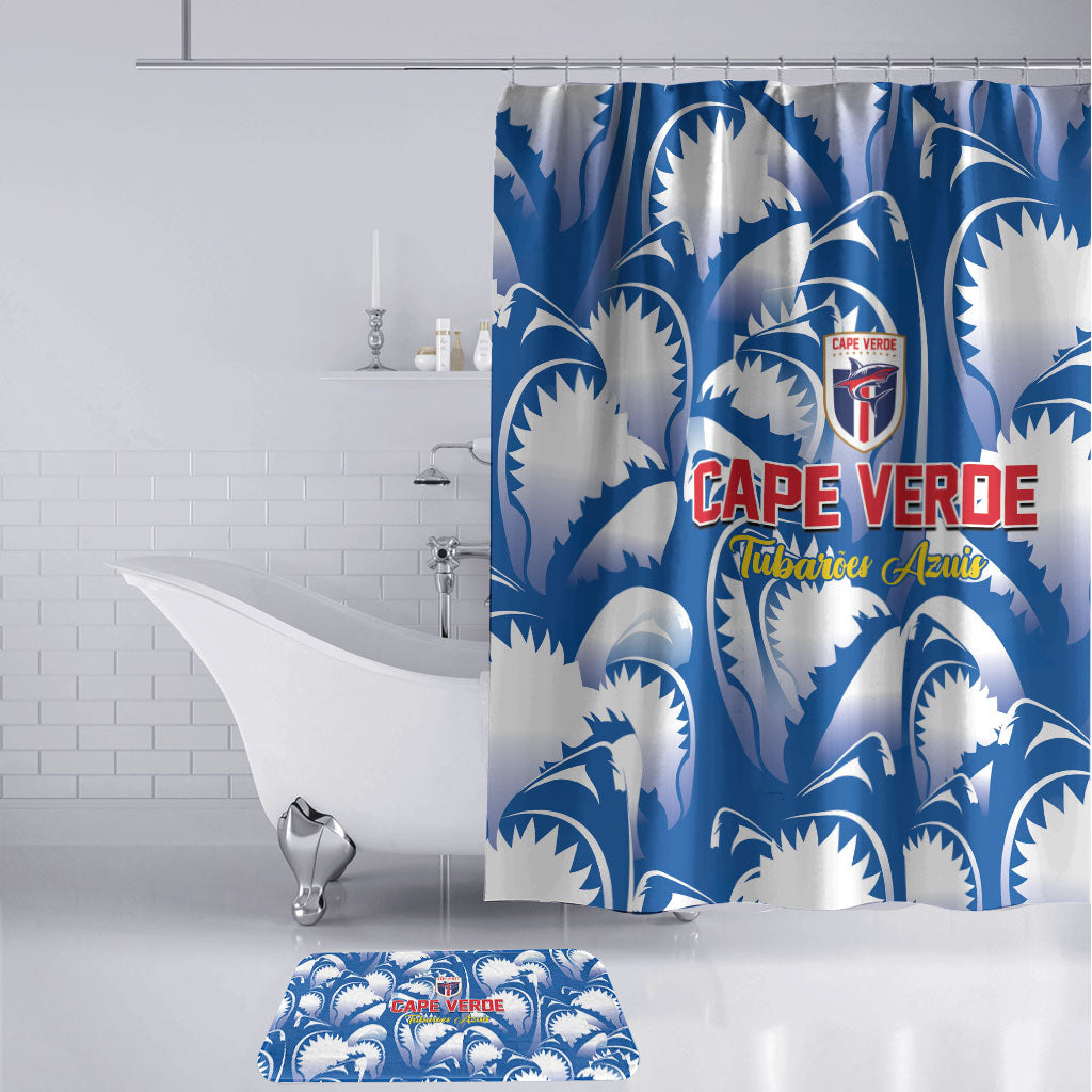 Football Cape Verde Blue Sharks Bathroom Set Rise Again Island