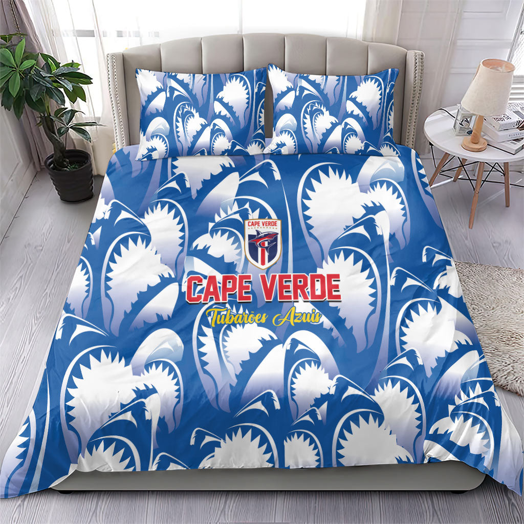 Football Cape Verde Blue Sharks Bedding Set Rise Again Island