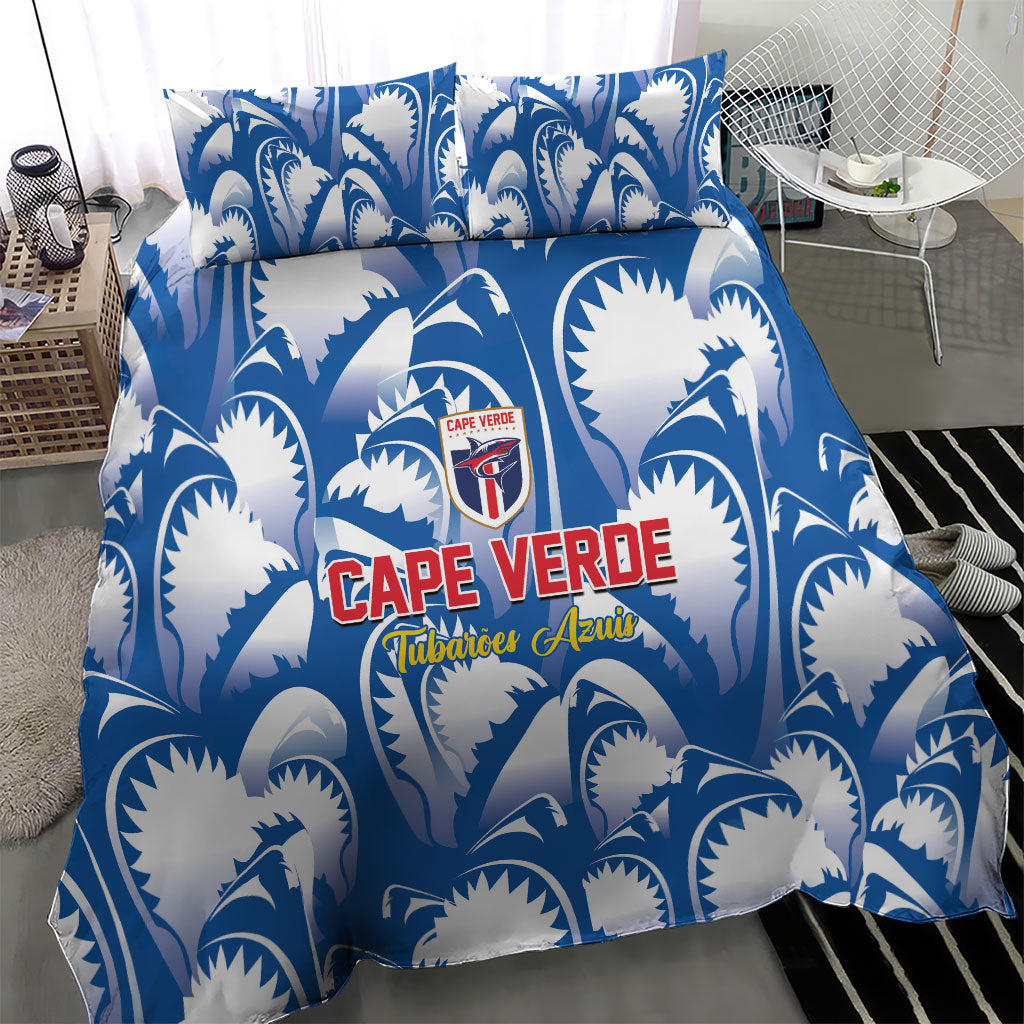 Football Cape Verde Blue Sharks Bedding Set Rise Again Island