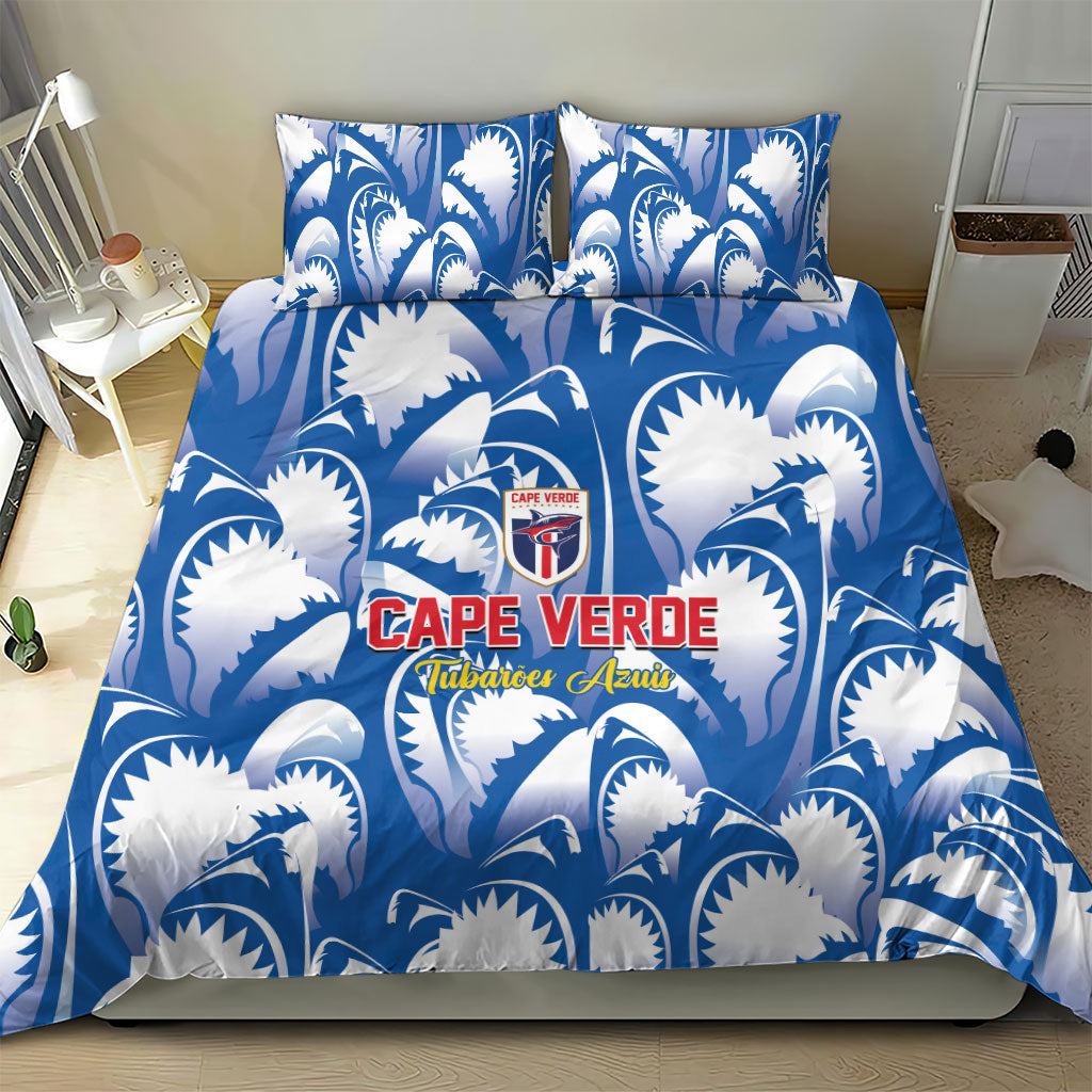 Football Cape Verde Blue Sharks Bedding Set Rise Again Island