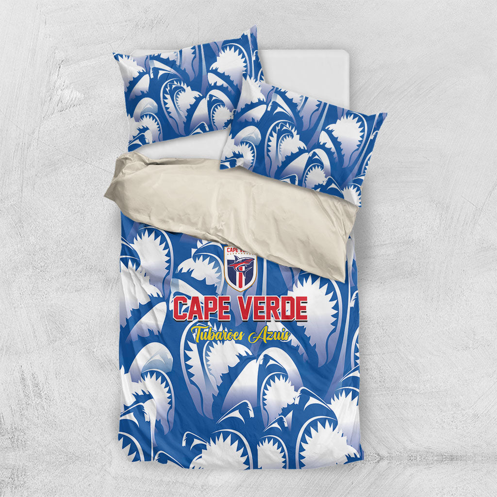 Football Cape Verde Blue Sharks Bedding Set Rise Again Island