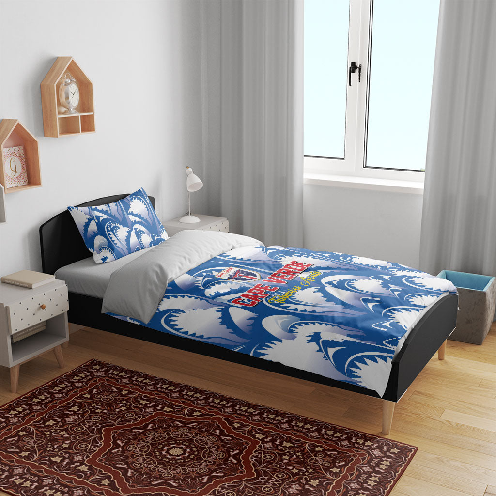 Football Cape Verde Blue Sharks Bedding Set Rise Again Island